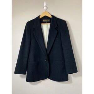 John Meyer Collection Vtg Petite Black 100% Wool Blazer Coat Made in USA Size 8